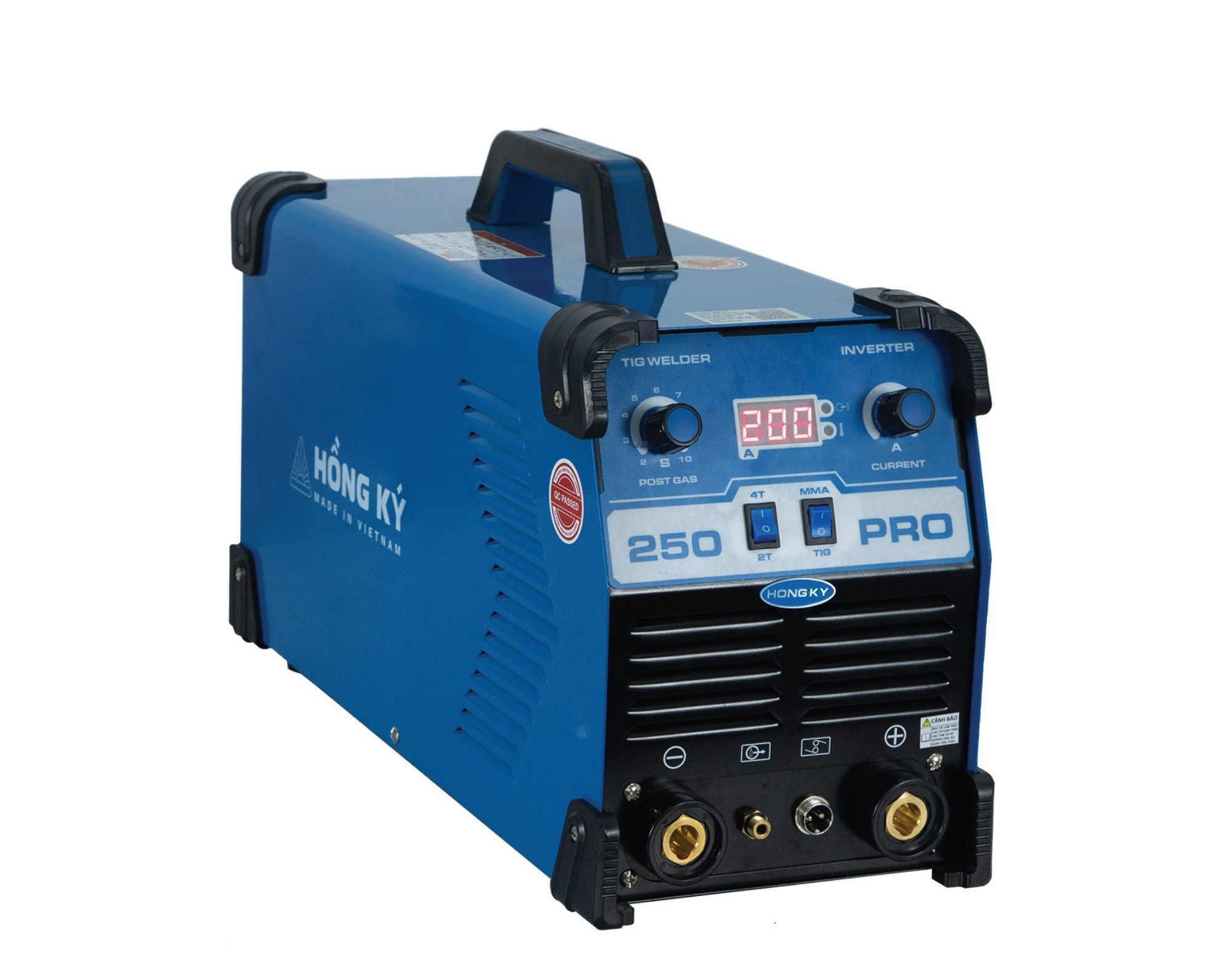 Máy hàn điện tử TIG250PRO Hồng Ký, công suất 250A, thiết kế gọn nhẹ, tiện lợi cho hàn thép và inox.