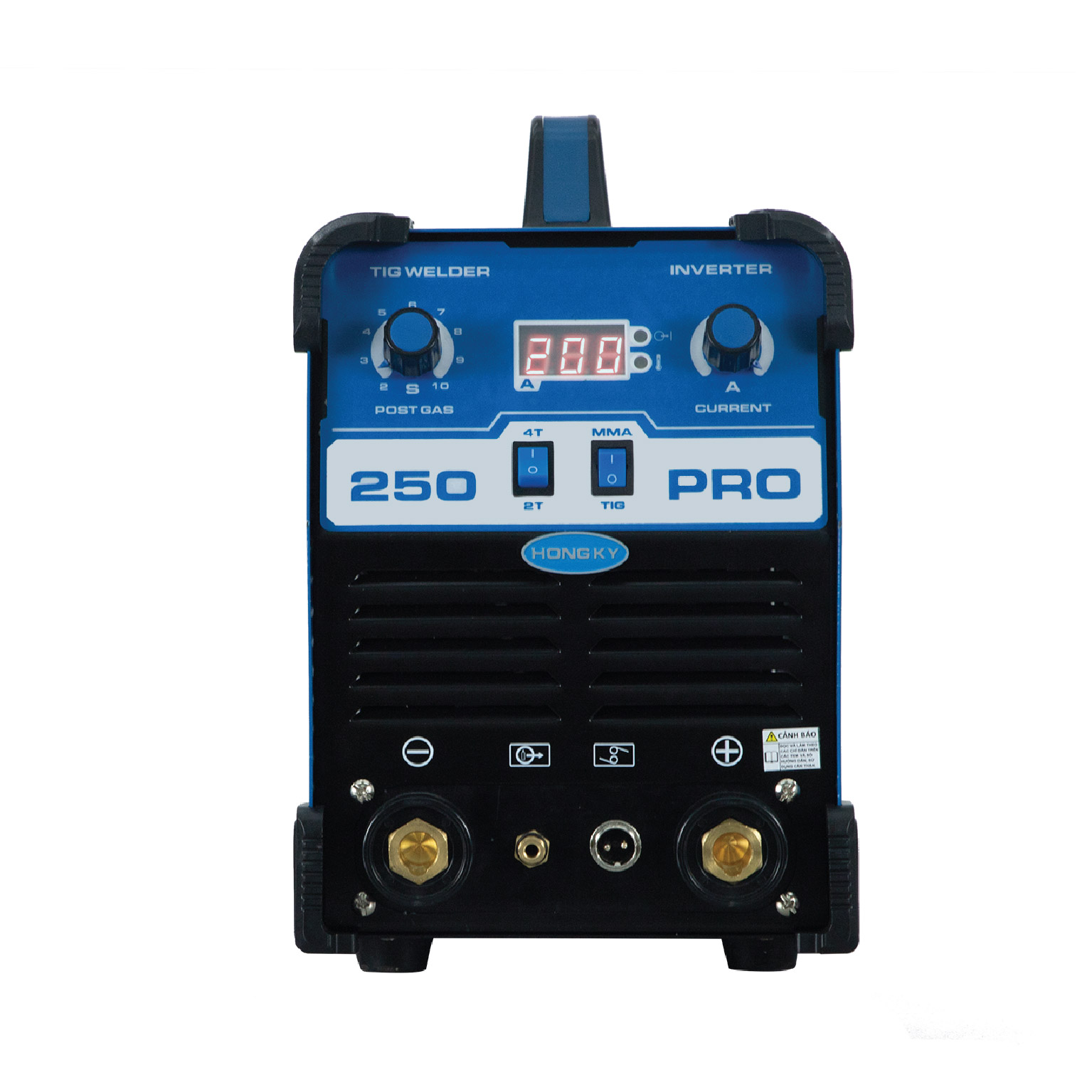 Máy hàn điện tử TIG250PRO Hồng Ký, công suất 250A, thiết kế gọn nhẹ, tiện lợi cho hàn thép và inox.