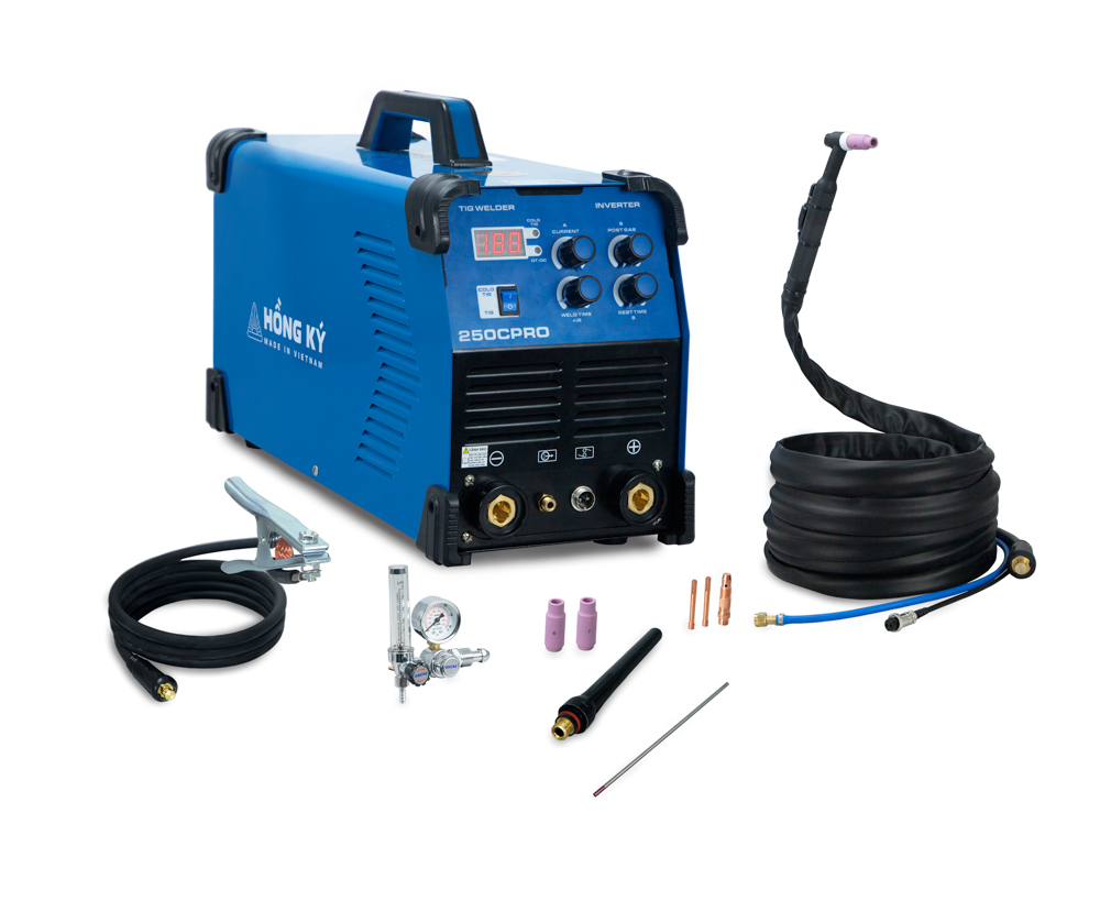 Máy hàn TIG250CPRO 10.5kg với công suất 250A, dễ di chuyển và bảo quản.