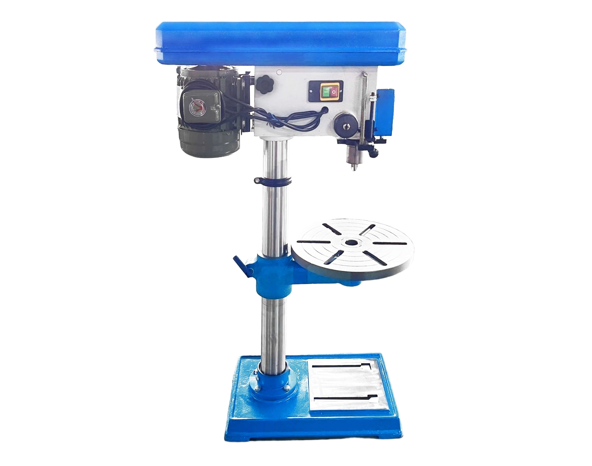Single-spindle vertical wood drilling machine with multi-head attachment