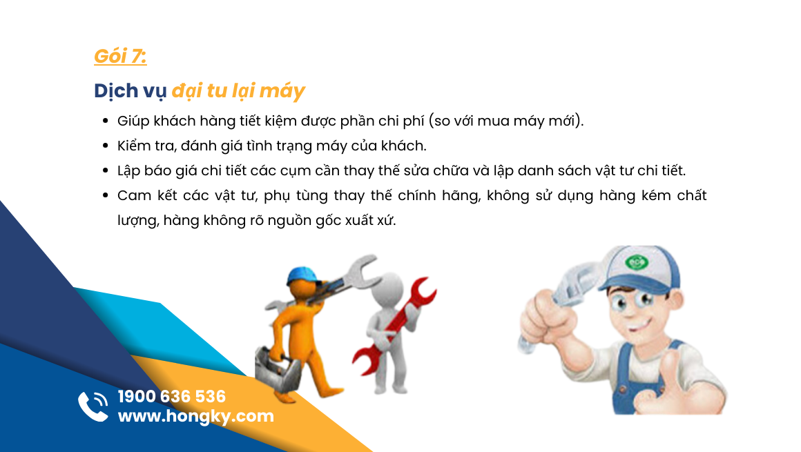 07 – Dịch vụ sửa chữa, canh chỉnh máy