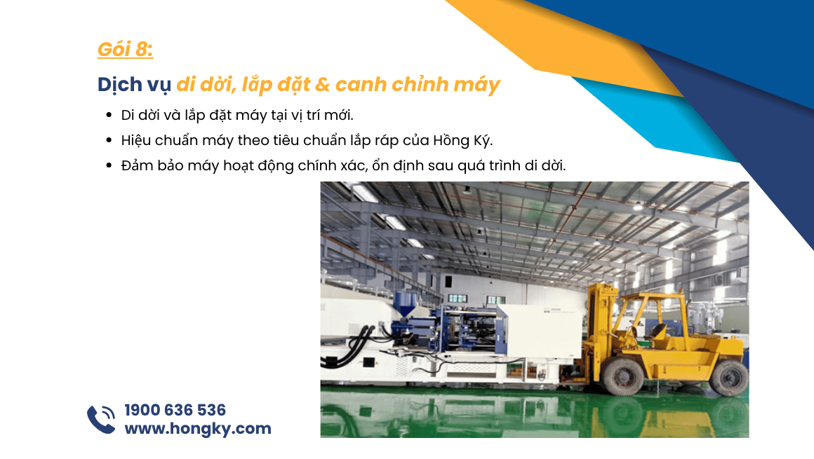 08 – Dịch vụ di dời, lắp đặt &  canh chỉnh máy