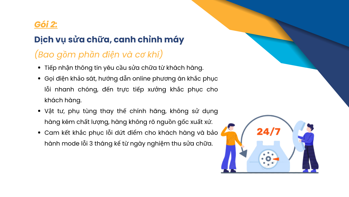 02 – Dịch vụ sửa chữa, canh chỉnh máy